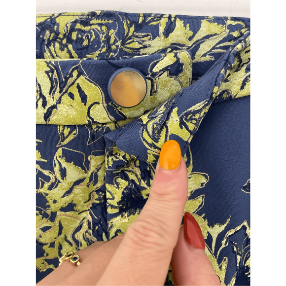 Soft Surroundings Women's Elisabetta Ankle Pants Blue Green Floral Size Large - Picture 4 of 9